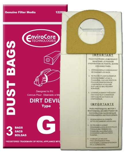 Dirt Devil EnviroCare Bags - Type G (3 Pack)
