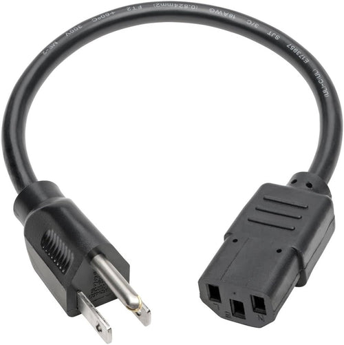 12" Pig Tail Cord - Computer Style Female Connection  3 Wire 18awg (Black)