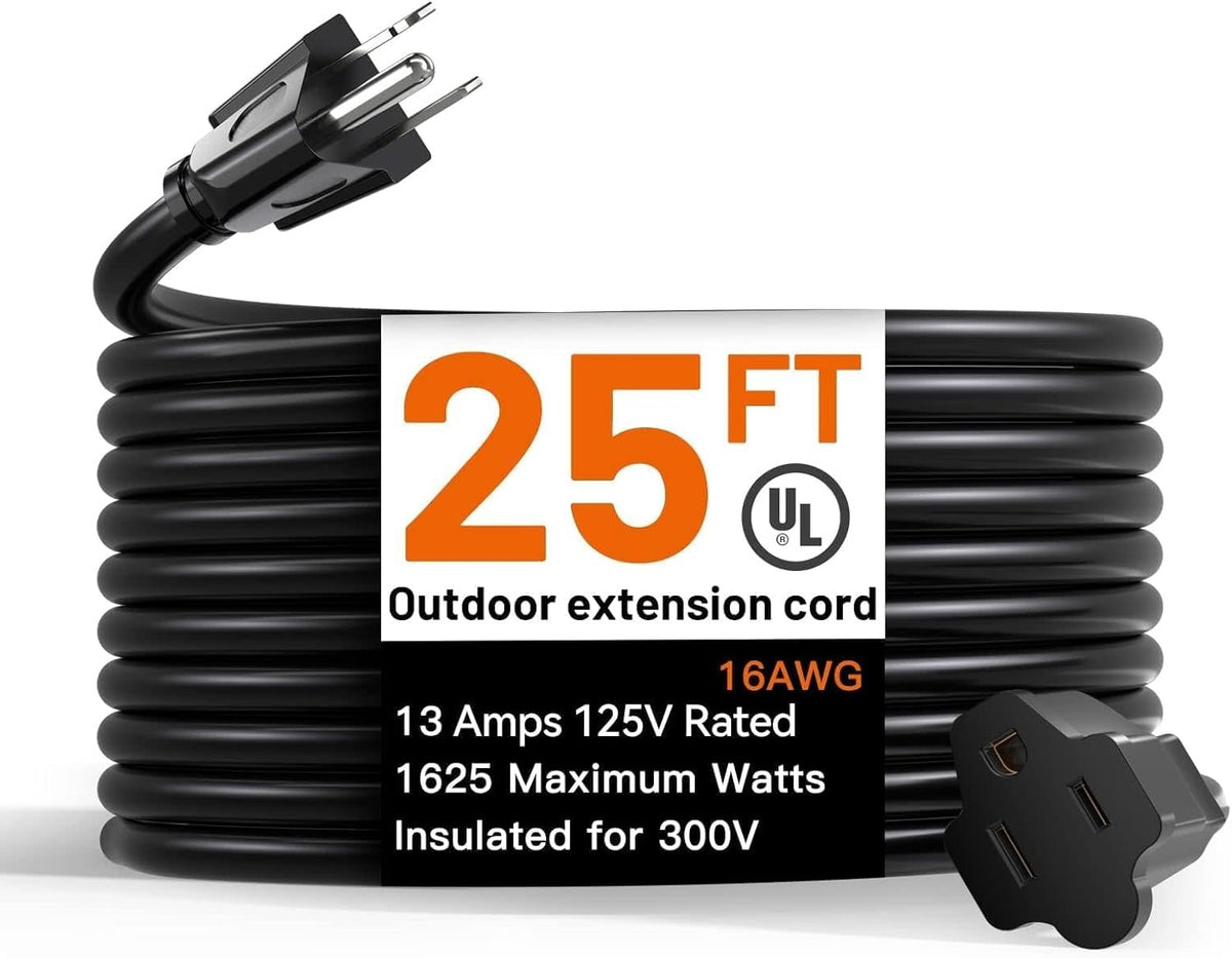 Extension Cord - 16 AWG 3 Prong 25'  (Black)