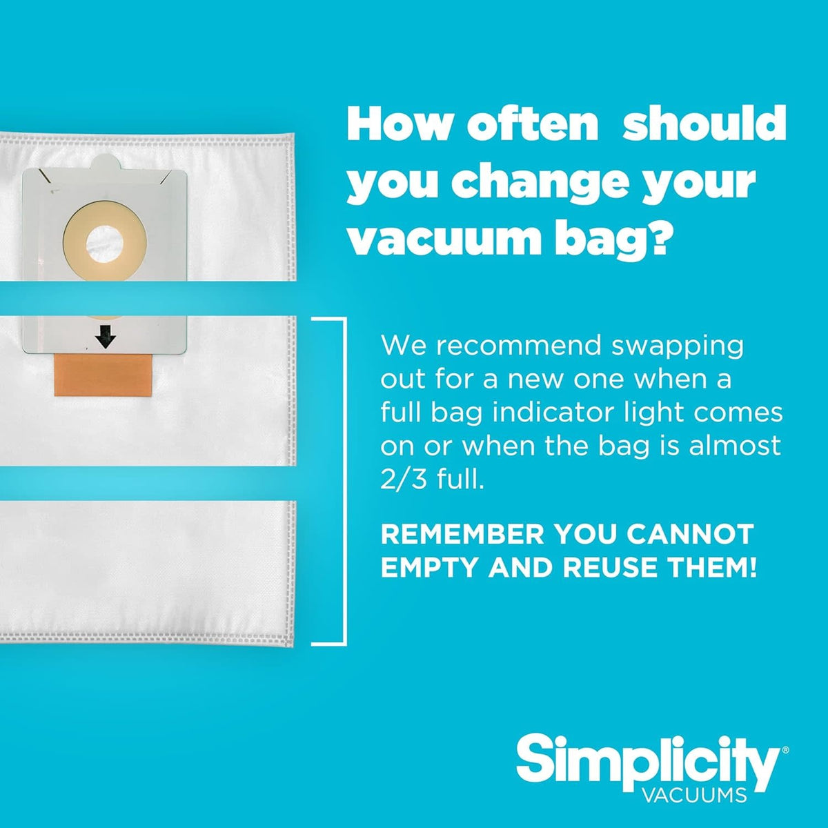 Simplicity Hepa Bags - Type A (6 Pack)