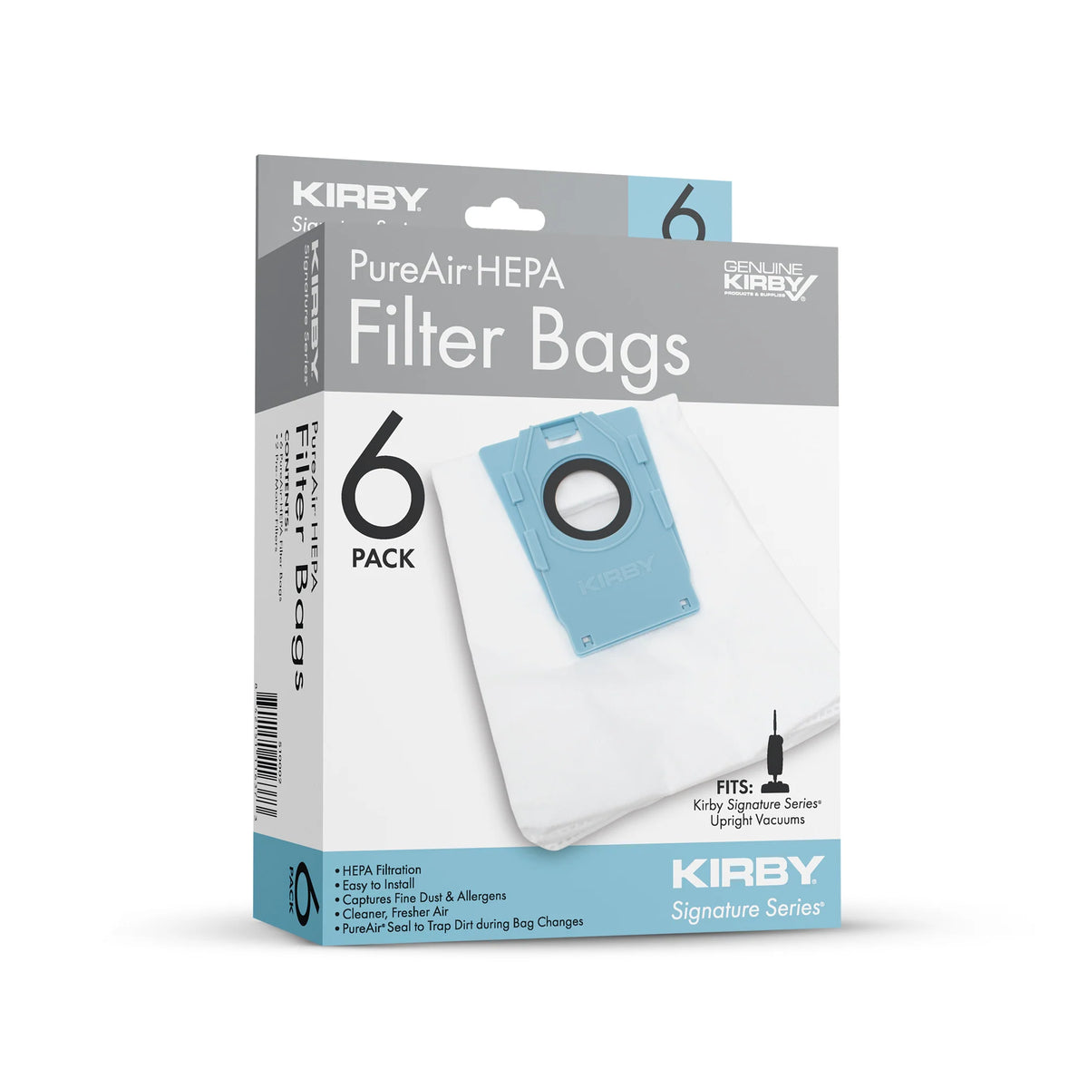 Kirby V530 Signature Series Upright PureAir Filter Bags (6 Pack) with 2 Pre-Motor Filters