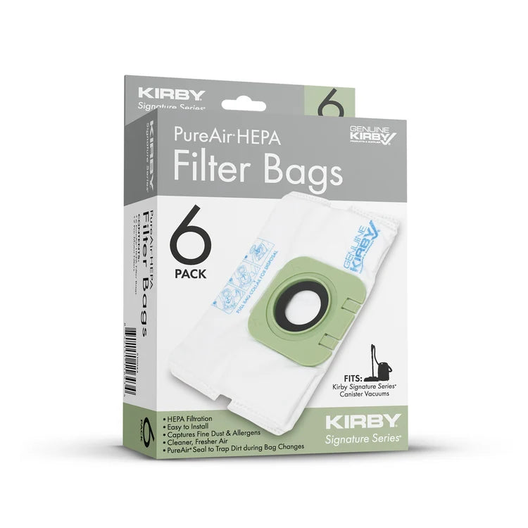 Kirby C530 and C550 Signature Series Canister PureAir Filter Bags (6 Pack) with 2 Pre-Motor Filter