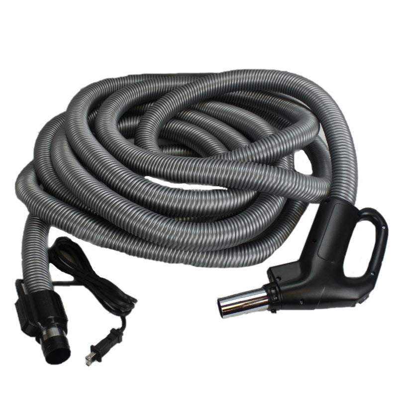 Central Vacuum Hose - Dual Voltage Switch And Pigtail (30' Black & Gray)
