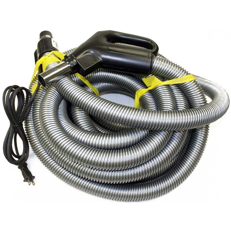 Central Vacuum Hose - Dual Voltage Switch And Pigtail (35' Black & Gray)