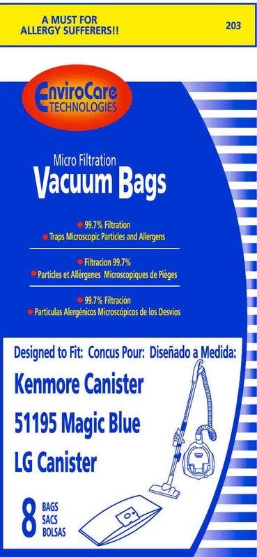 Kenmore / LG EnviroCare Bags - Type M, 51195, Blue Magic (8 Pack)