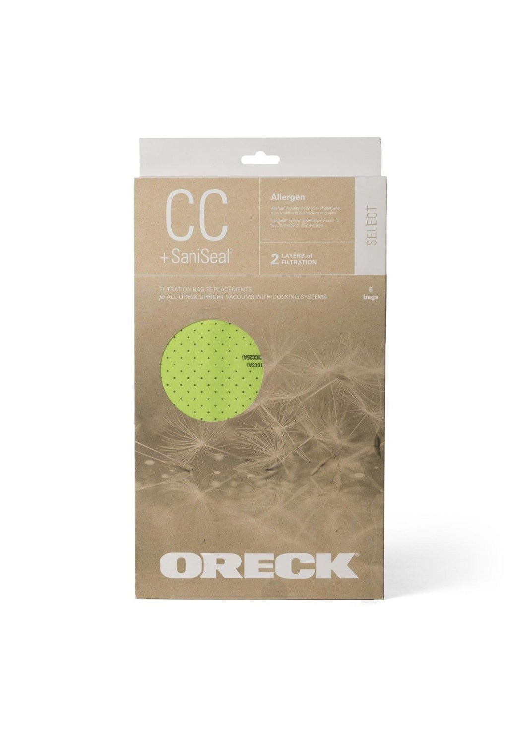 Oreck Genuine Bags - XL CC Allergen SaniSeal 6 Pack (Green)