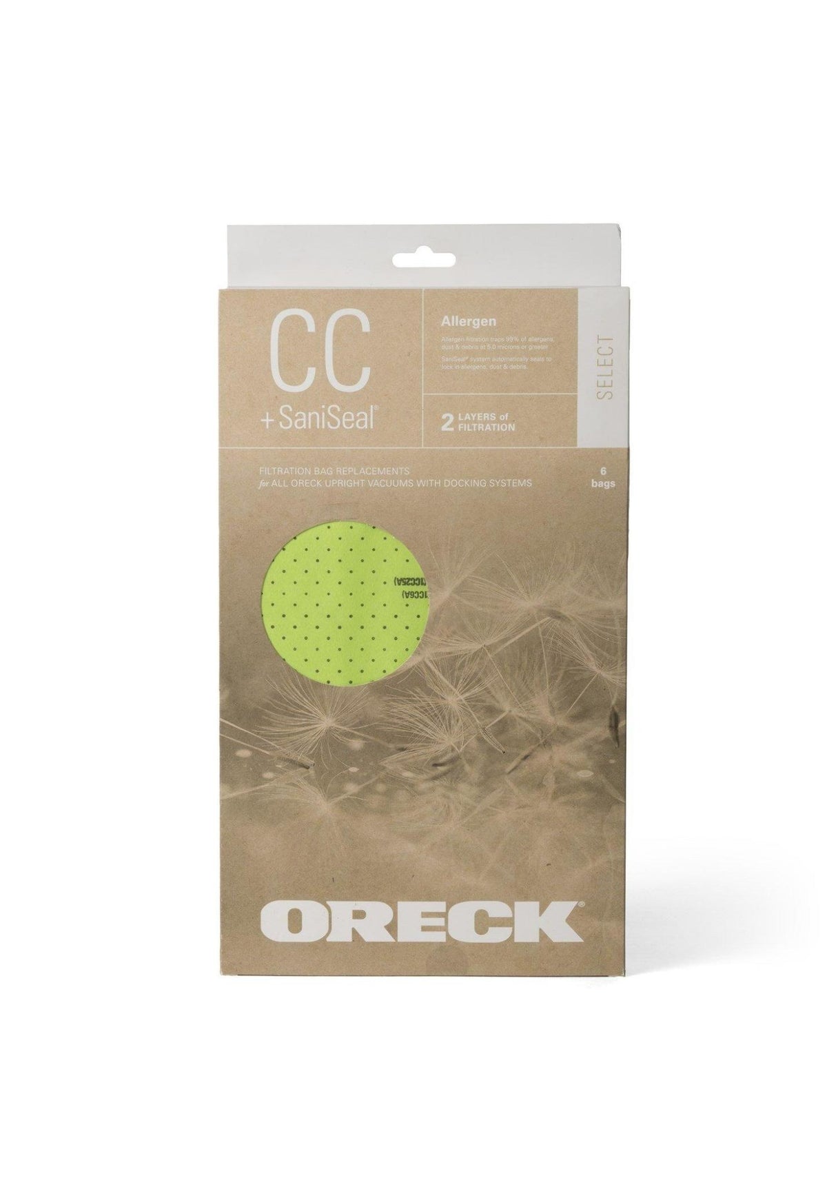 Oreck Genuine Bags - XL CC Allergen SaniSeal 6 Pack (Green)