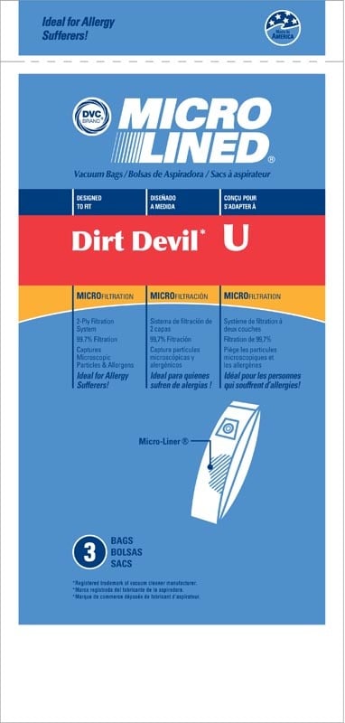Dirt Devil DVC Bags - Type U (3 Pack)