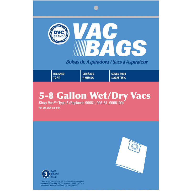 DVC Paper Bag - Shopvac 5/6/8 Gallon Type E (3 Pack)